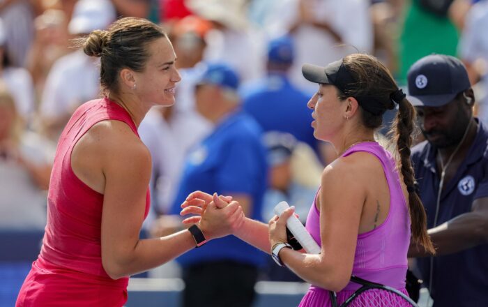 Aryna Sabalenka and Jessica Pegula at the US Open