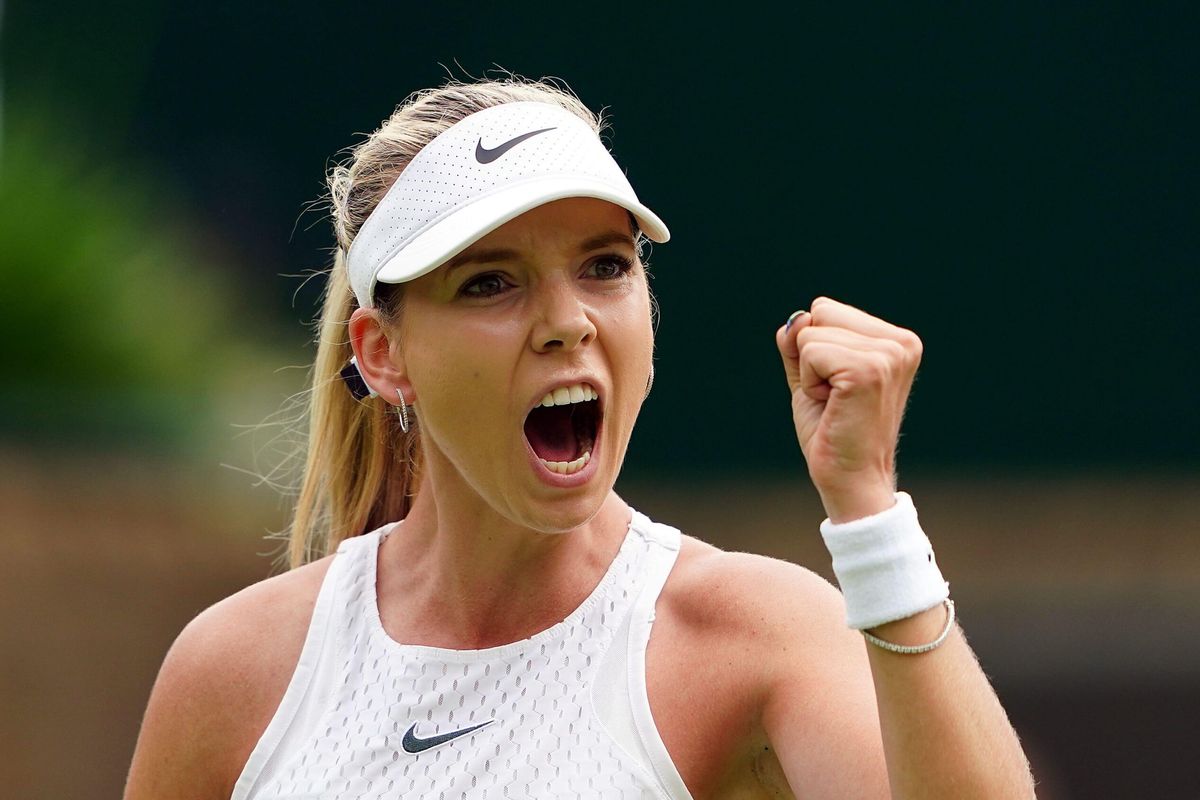 Katie Boulter celebrating a point with a clenched fist