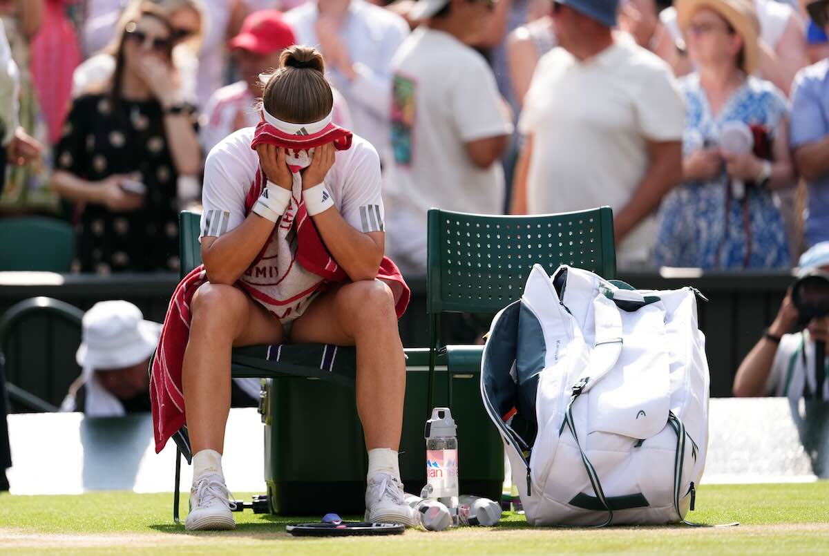 Karolina Muchová at Wimbledon 2026 following her win over Coco Gauff